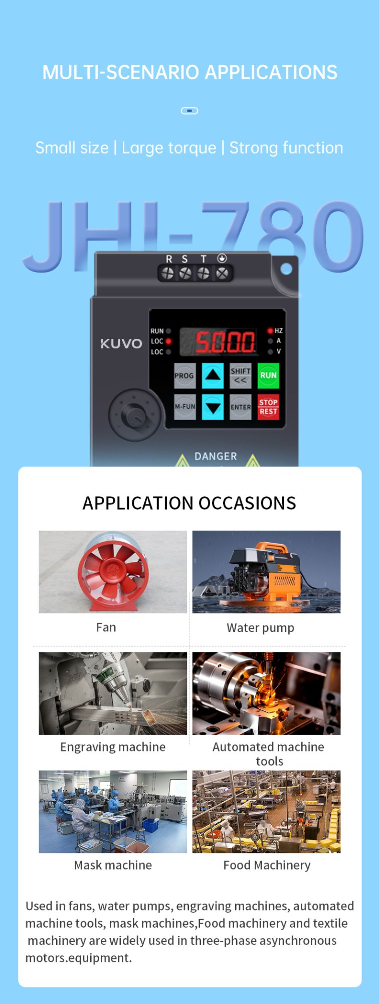 vfd drive 0.75kw 1.5kw 2.2kw 4kw 5.5kw frequency converter 50hz 60hz AC motor speed control VFD inverter-Kuvo