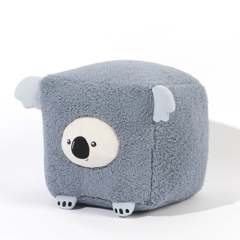 Cute Animal Plush Footrest Ottoman Soft Cartoon Square Foot Stool for Kids