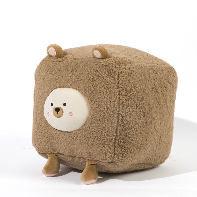 Cute Animal Plush Footrest Ottoman Soft Cartoon Square Foot Stool for Kids