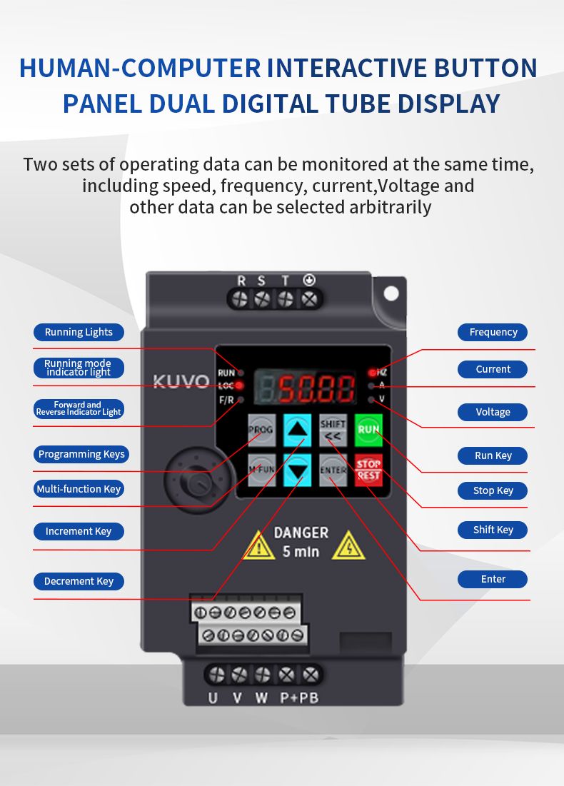 vfd drive 0.75kw frequency converter 380v 50hz 60hz AC motor speed control inverter-Kuvo