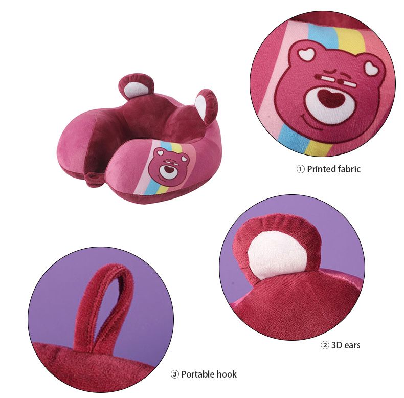 Wholesale Cute Car Travel Memory Foam Strawberry Bear Neck Pillow With Ears