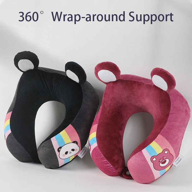 Wholesale Cute Car Travel Memory Foam Strawberry Bear Neck Pillow With Ears