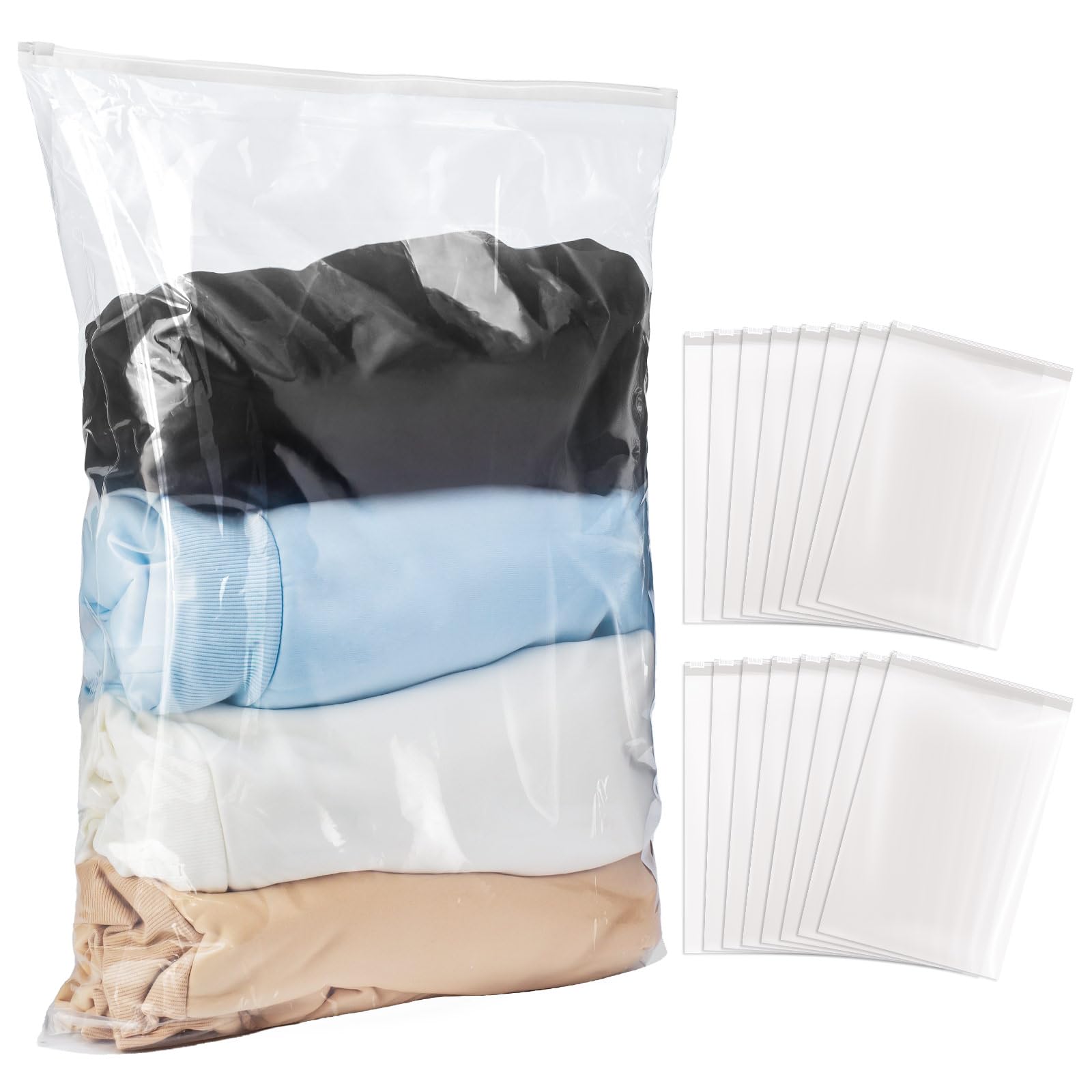 Frosted Zipper Plastic Bags for Clothing Clear Apparel Bag for T-Shirt Shirt Document with Vent Holes