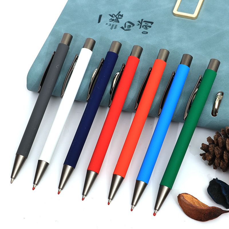 Wholesale Metal Body Soft Touch Customized Blue Black Roller Gel Pens Set With Logo