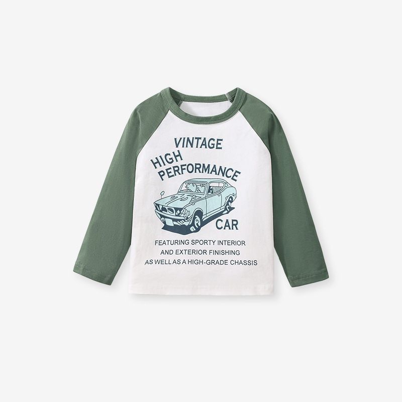 Unisex Retro Car Print Long-Sleeve T-Shirt - Casual Cotton Round Neck Top for Spring and Autumn