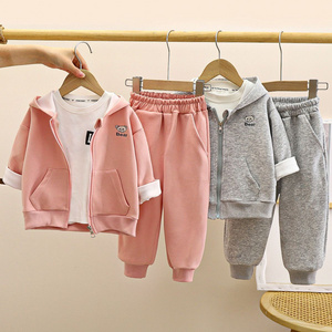 Unisex Two-Piece Casual Soft Tracksuit in Pink and Gray - Spring and Autumn Long-Sleeve Hoodie and Pants Solid Color Set