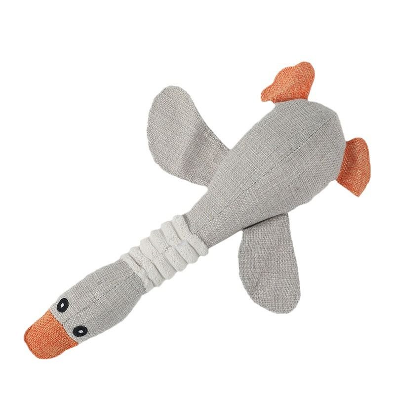 Customization Durable Linen Pet Toy with Squeaker Soft PP Cotton Filled Animal Design for Interactive Play