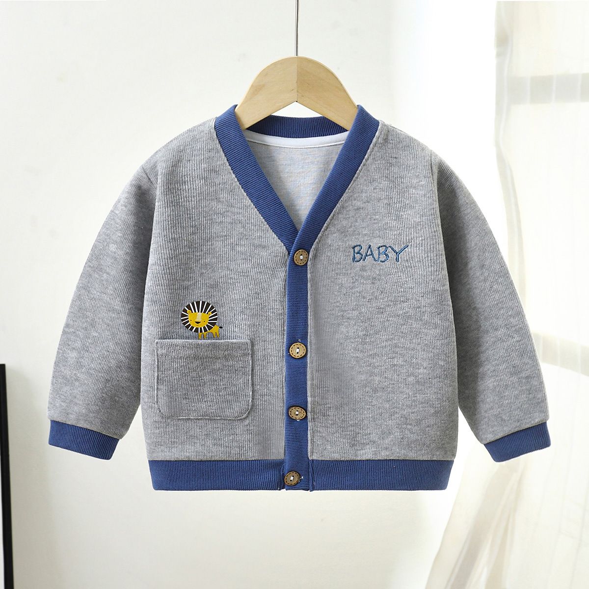 Unisex Knitted Long Sleeve Cardigan Casual Solid Color Comfortable Fall and Winter Long Sleeve Jacket for Boys and Girls