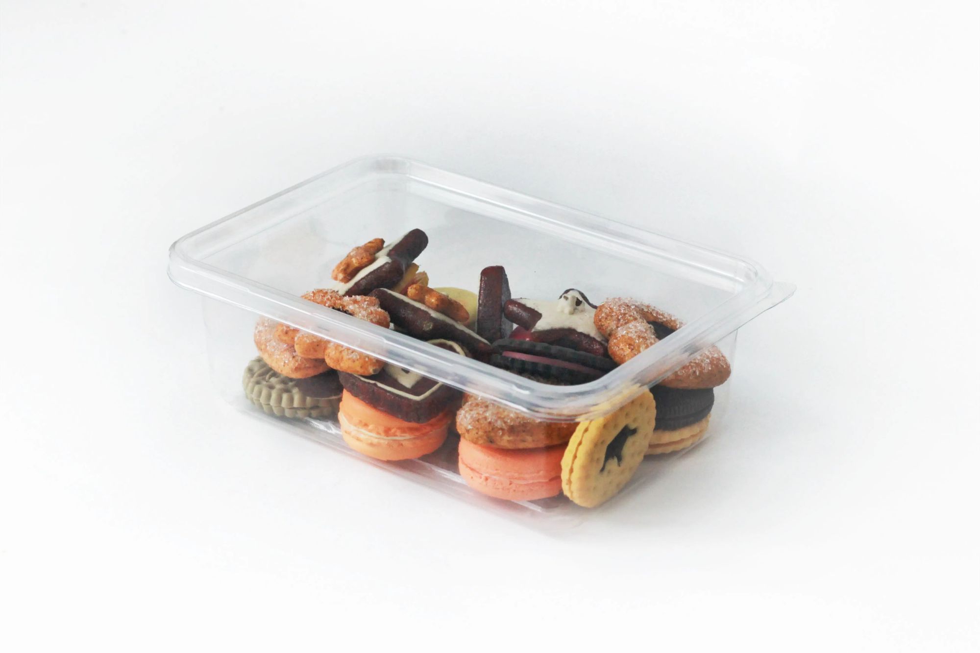 Free Sample High Quality Clear Plastic Food Container with lid for Cookies Dessert Snacks Fruits