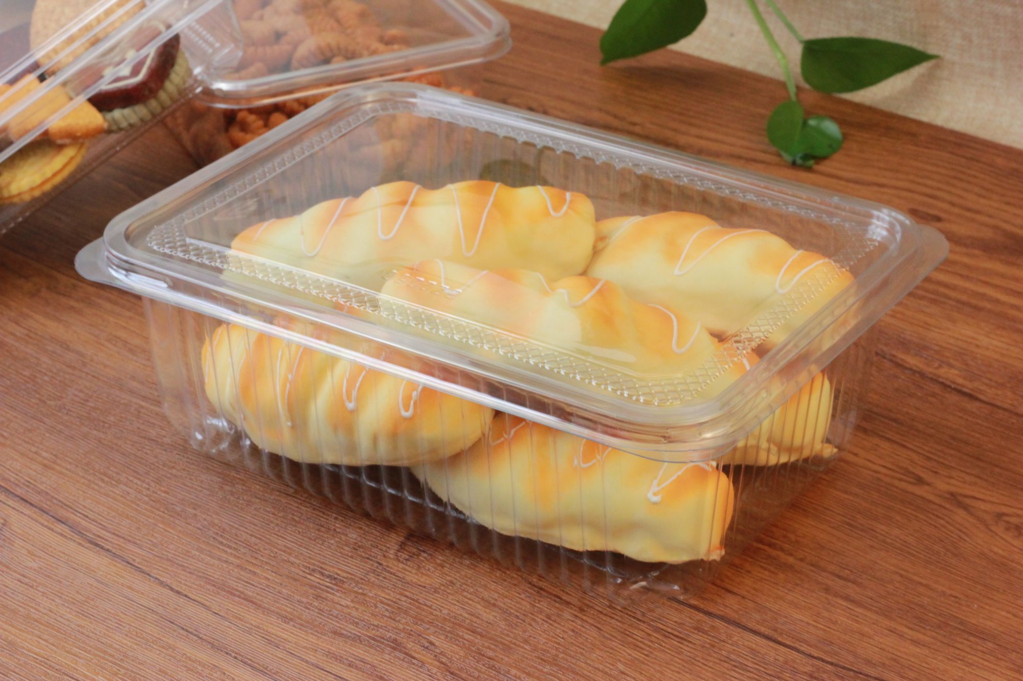 Free Sample High Quality Clear Plastic Food Container with lid for Cookies Dessert Snacks Fruits