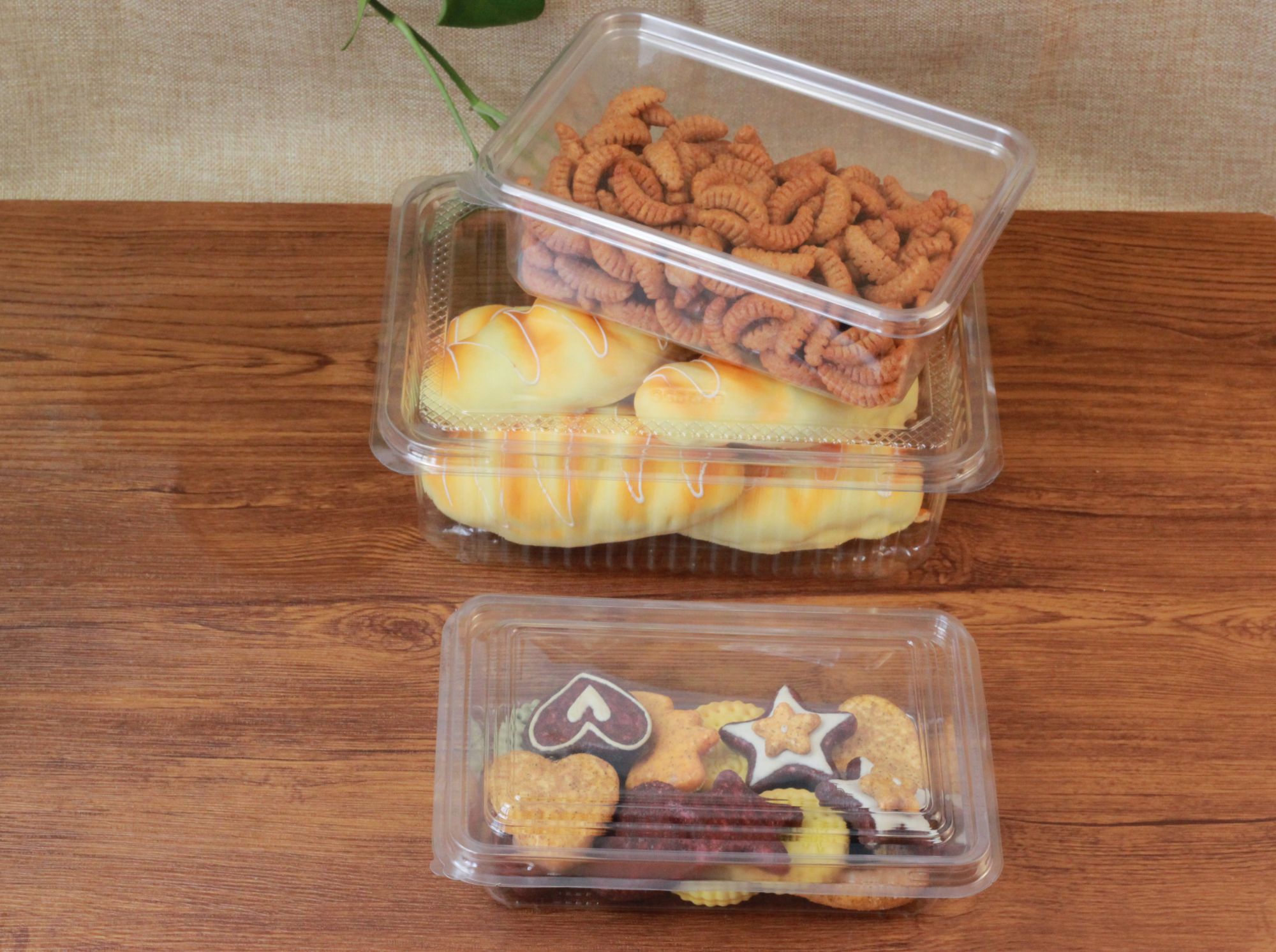 Free Sample High Quality Clear Plastic Food Container with lid for Cookies Dessert Snacks Fruits