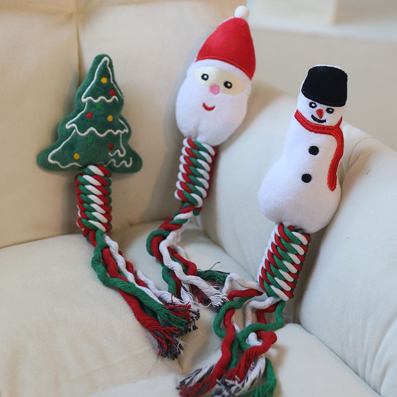 Christmas Themed Pet Chew Toy Set Durable Cotton Rope for Dog Teeth Chewing and Play