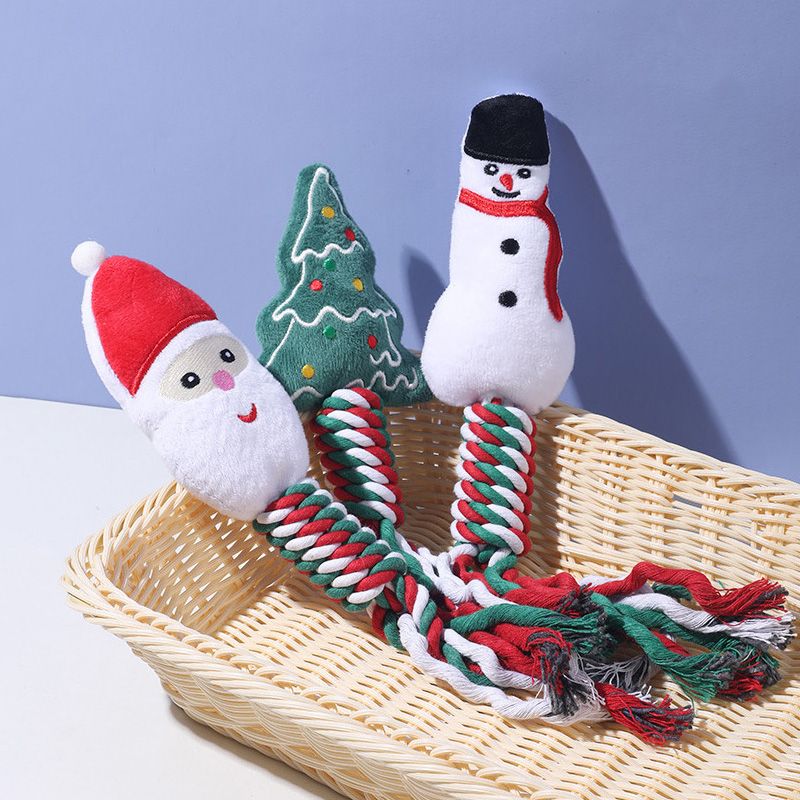 Christmas Themed Pet Chew Toy Set Durable Cotton Rope for Dog Teeth Chewing and Play