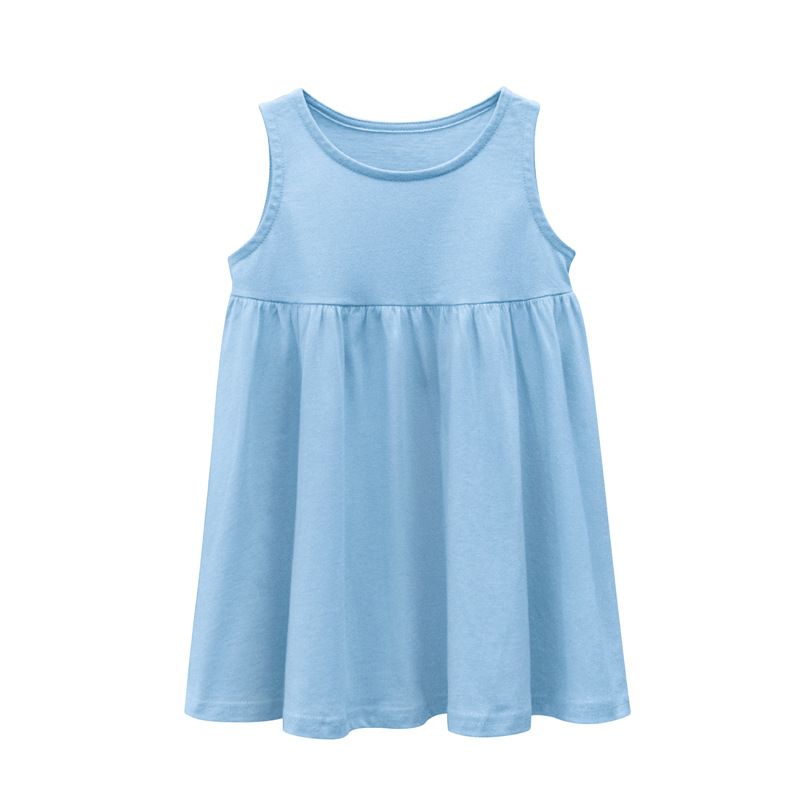 Girls' Sleeveless Summer Dresses - Soft Cotton Casual A-Line Sundresses in Vibrant Colors