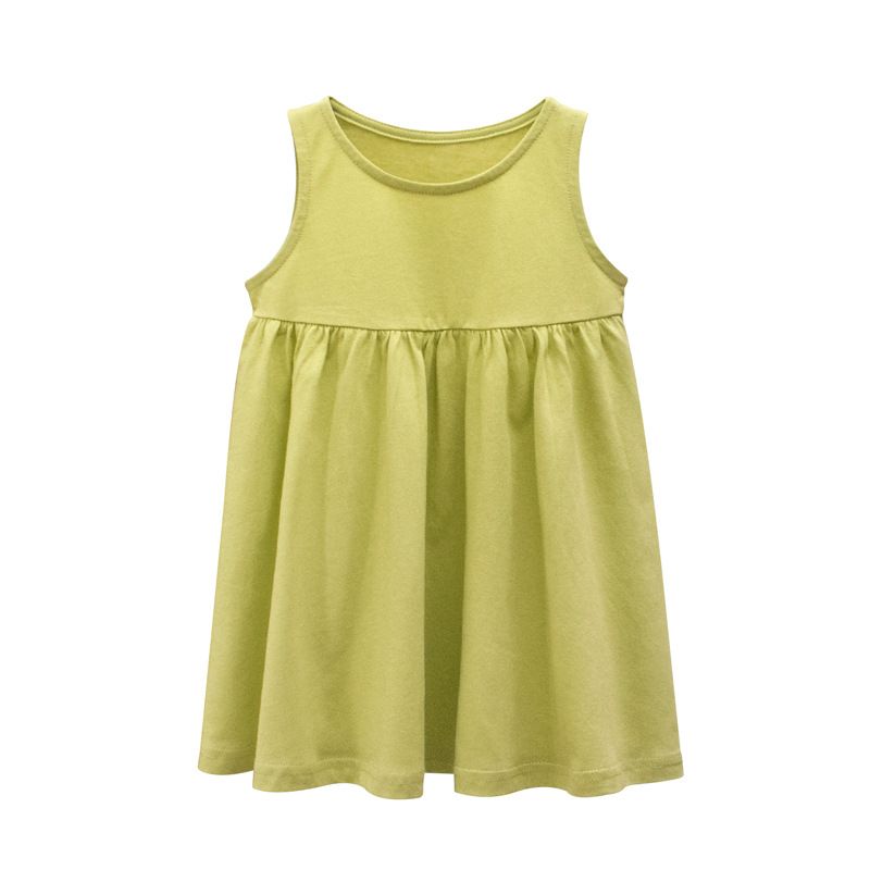 Girls' Sleeveless Summer Dresses - Soft Cotton Casual A-Line Sundresses in Vibrant Colors