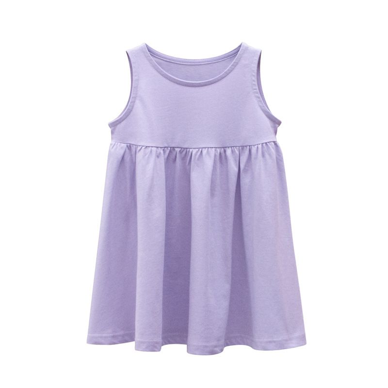 Girls' Sleeveless Summer Dresses - Soft Cotton Casual A-Line Sundresses in Vibrant Colors