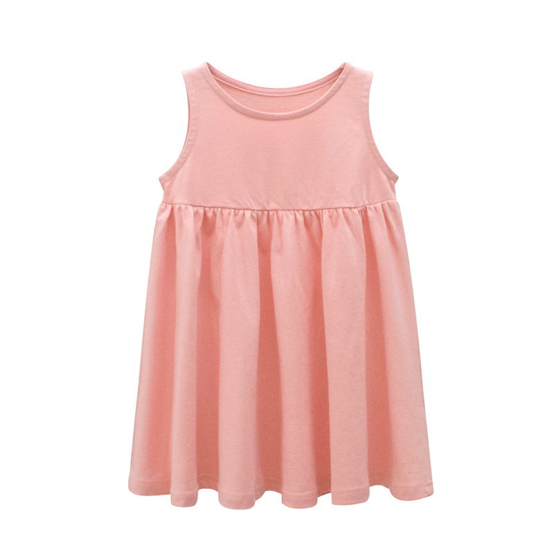 Girls' Sleeveless Summer Dresses - Soft Cotton Casual A-Line Sundresses in Vibrant Colors