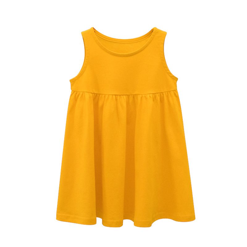 Girls' Sleeveless Summer Dresses - Soft Cotton Casual A-Line Sundresses in Vibrant Colors