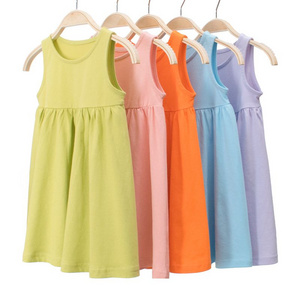 Girls' Sleeveless Summer Dresses - Soft Cotton Casual A-Line Sundresses in Vibrant Colors