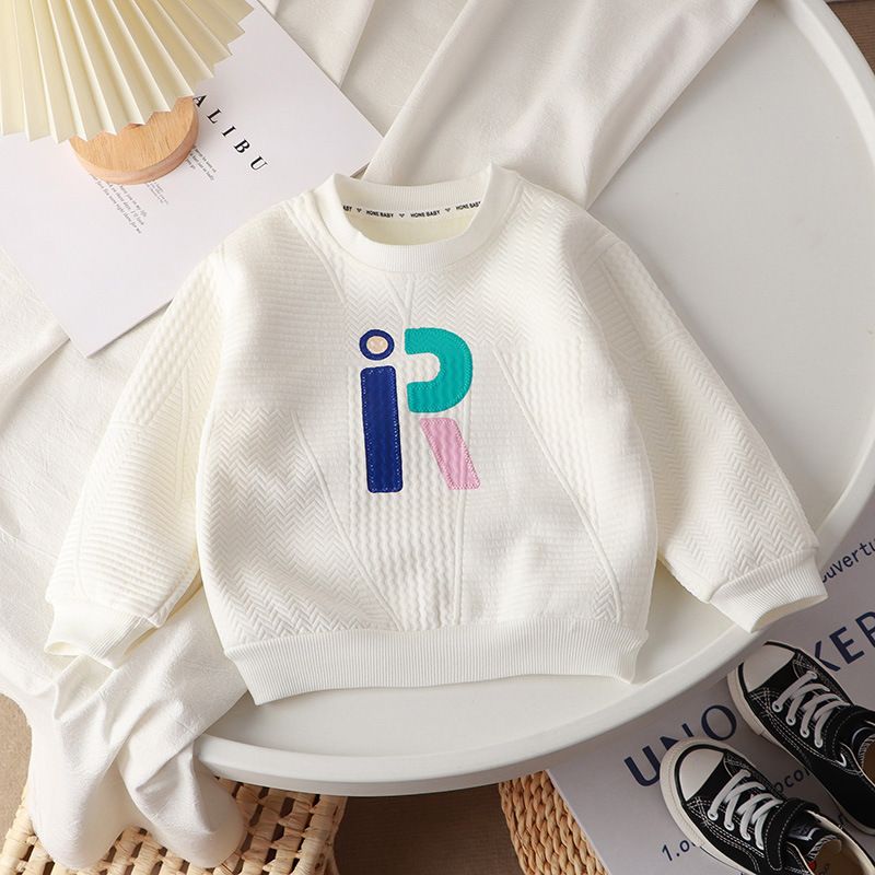 Unisex Fleece-Lined Sweatshirt - Warm Embroidered Pullover for Kids, Perfect for Fall and Winter