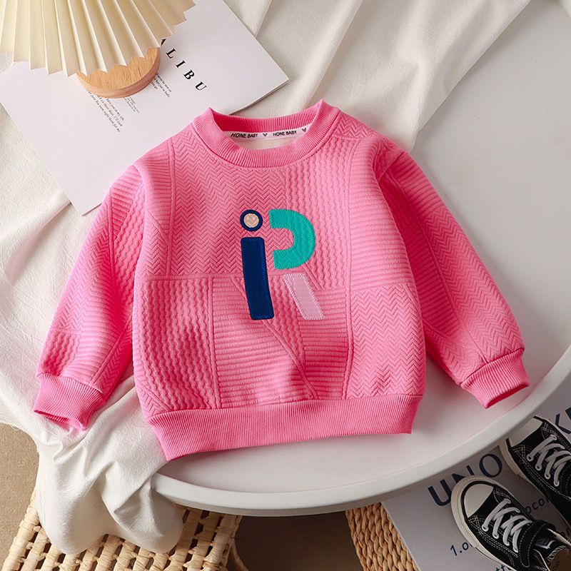 Unisex Fleece-Lined Sweatshirt - Warm Embroidered Pullover for Kids, Perfect for Fall and Winter