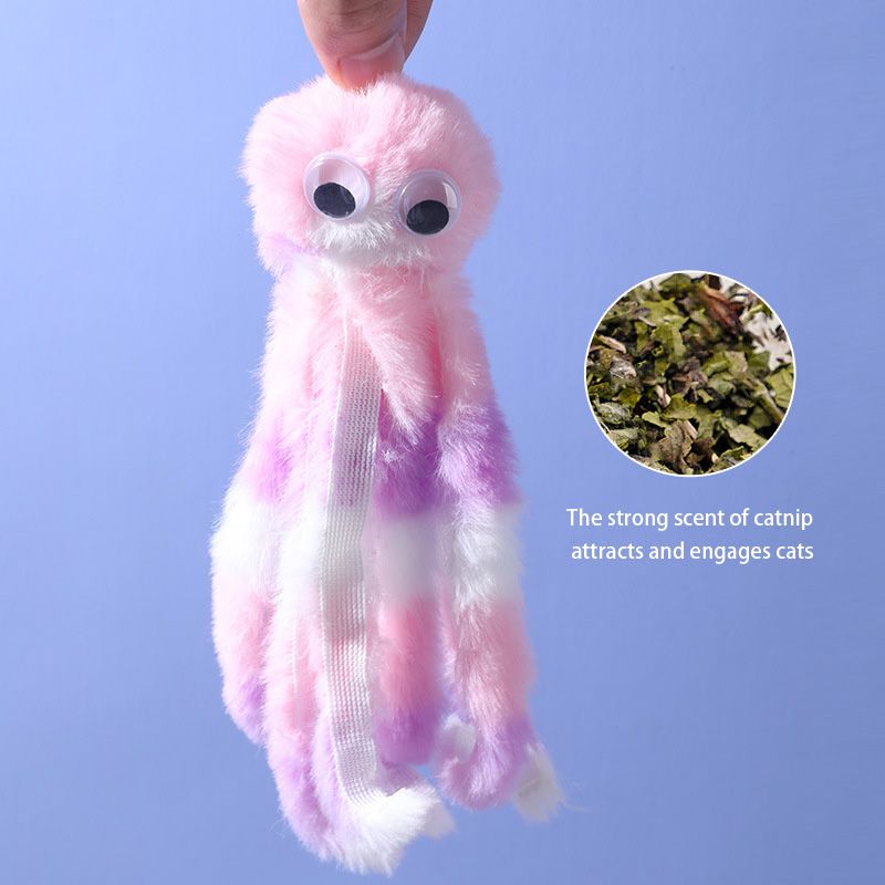 Plush Octopus Cat Toy with Catnip Interactive Long Rope Design for Pet Play Chewing