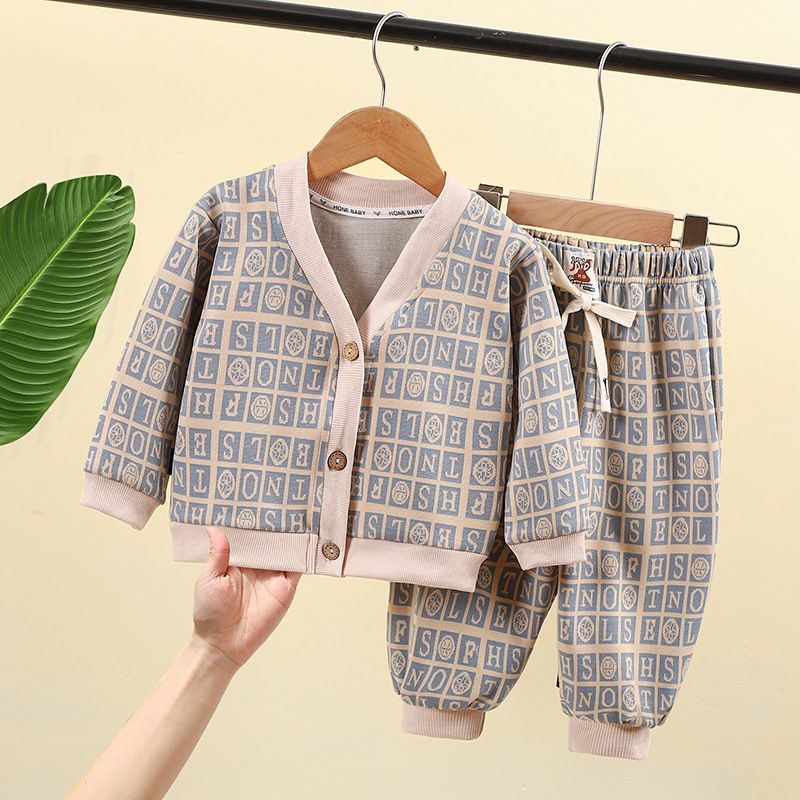 Unisex Baby and Toddler Comfortable Cardigan Set Soft Long Sleeve Top and Pants Cute Printed Design, Perfect for Fall and Winter