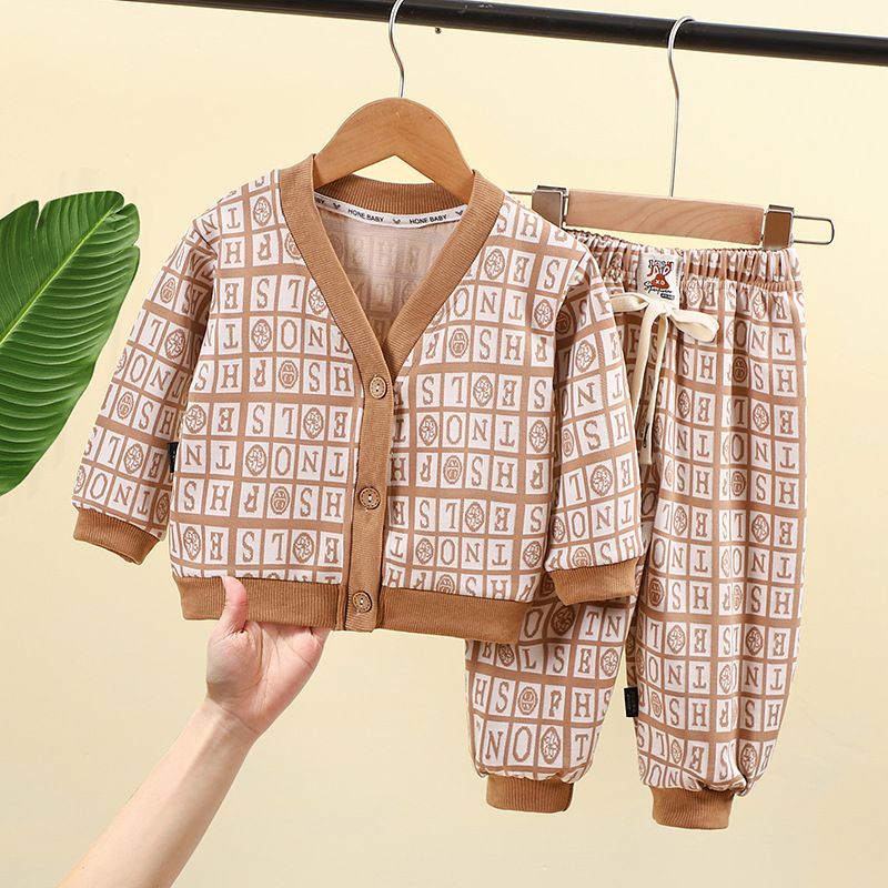 Unisex Baby and Toddler Comfortable Cardigan Set Soft Long Sleeve Top and Pants Cute Printed Design, Perfect for Fall and Winter