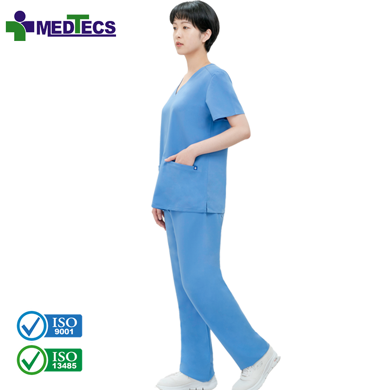 Durable Washable Suits For Operating Theatre Wear Fashionable Long Sleeve Bluegreen Scrub Uniform