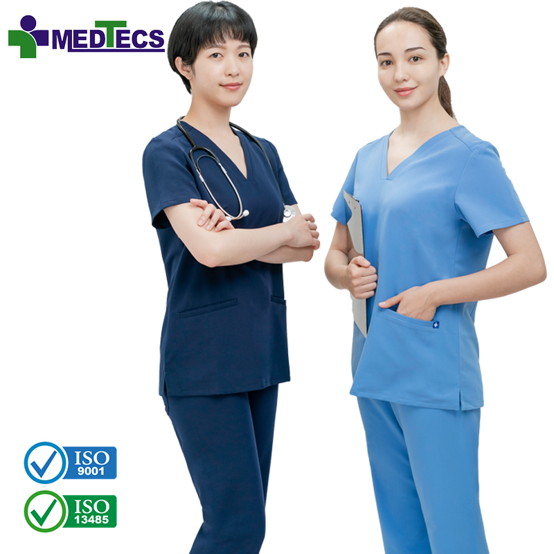 Durable Washable Suits For Operating Theatre Wear Fashionable Long Sleeve Bluegreen Scrub Uniform