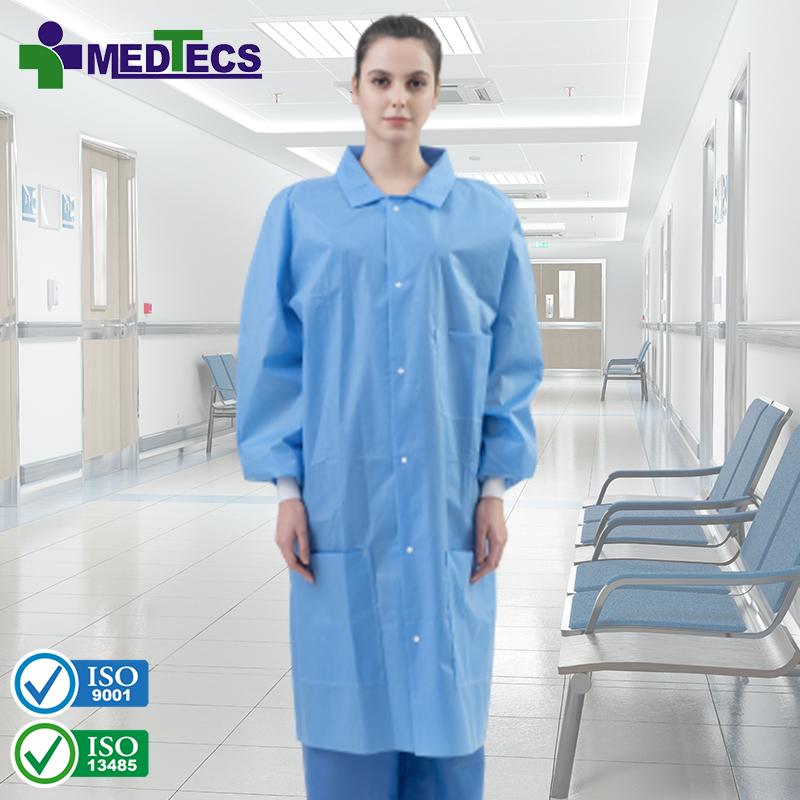 ISO 13485 Black White Non Woven Coat Disposable Lab Coats Pink SMS