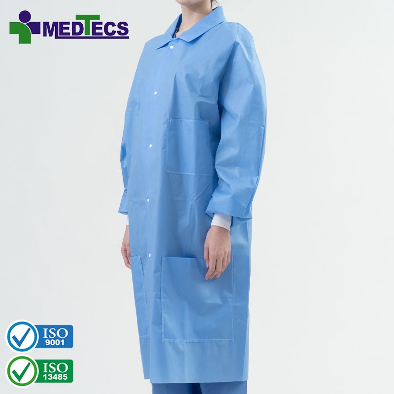 High Quality Hospital Work Blue Coat Chemistry Disposable Lab Coats Medical