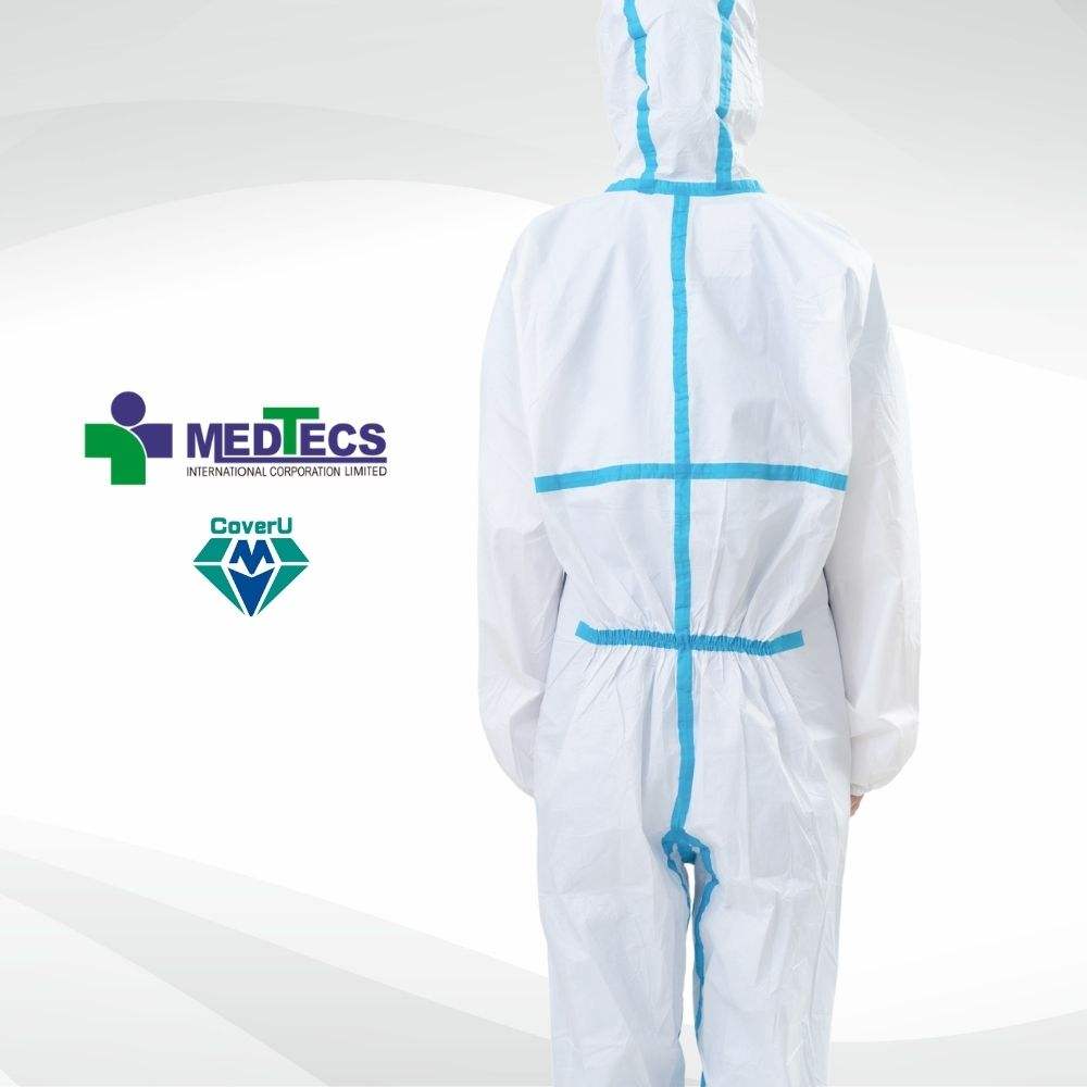 White Coveralls Medical PPE 63gsm Disposable Coverall Type 4 5 6 EN14126 Protective Clothing