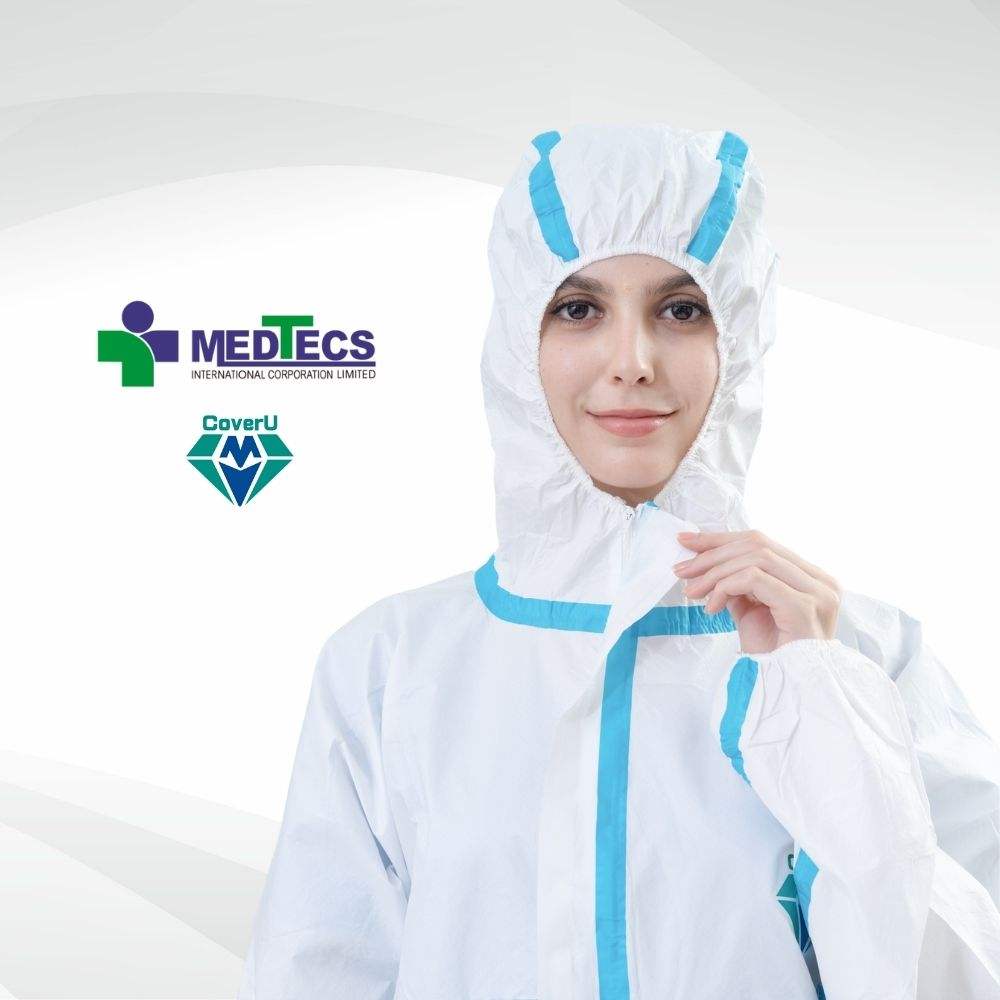 White Coveralls Medical PPE 63gsm Disposable Coverall Type 4 5 6 EN14126 Protective Clothing