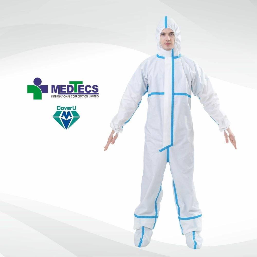 White Coveralls Medical PPE 63gsm Disposable Coverall Type 4 5 6 EN14126 Protective Clothing