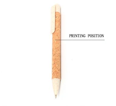 Ecological Straw Material Eco Friendly Wood Press Ins Style Customized Cork Gel Pen With Logo