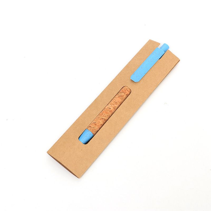 Ecological Straw Material Eco Friendly Wood Press Ins Style Customized Cork Gel Pen With Logo