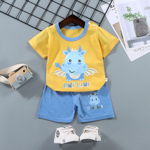 Boy's Summer Casual Clothing Set 100% Cotton Solid Fabric High Quality Kids Wear Newborns 9-Year-Olds Printed Logo Going Suit