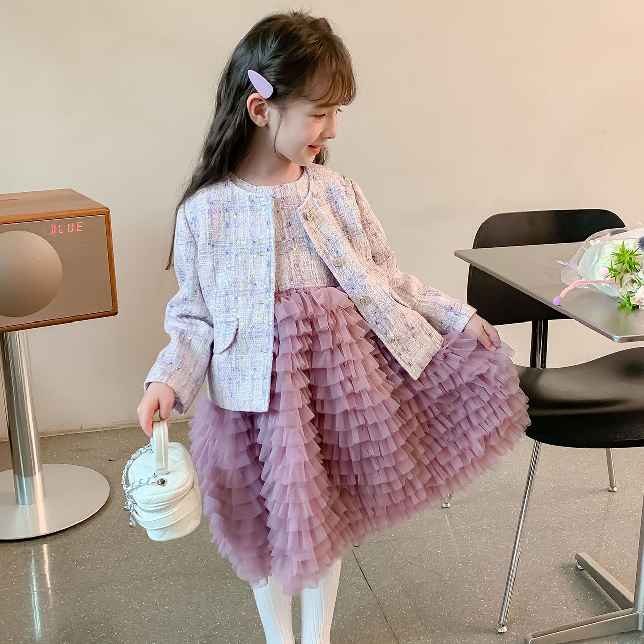 2024 New Boutique Wholesale Princess lolita Dress for Baby Kids Ruffle long Sleeve Clothing for Children