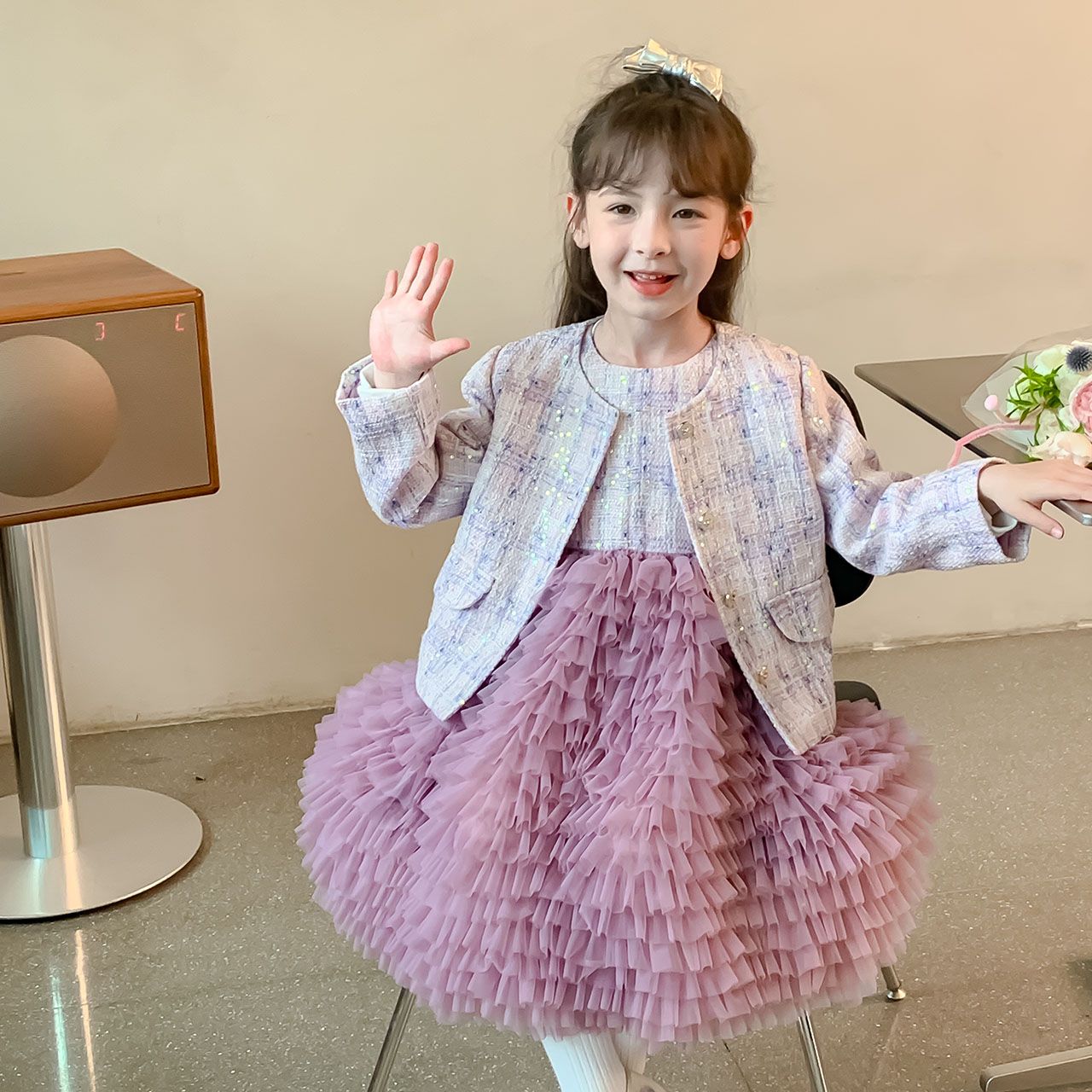 2024 New Boutique Wholesale Princess lolita Dress for Baby Kids Ruffle long Sleeve Clothing for Children