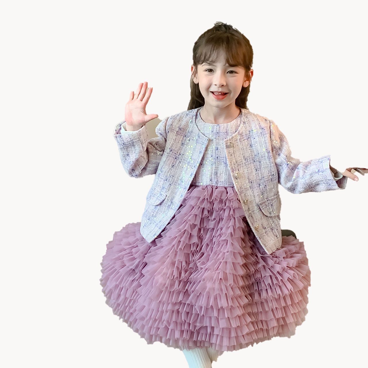 2024 New Boutique Wholesale Princess lolita Dress for Baby Kids Ruffle long Sleeve Clothing for Children