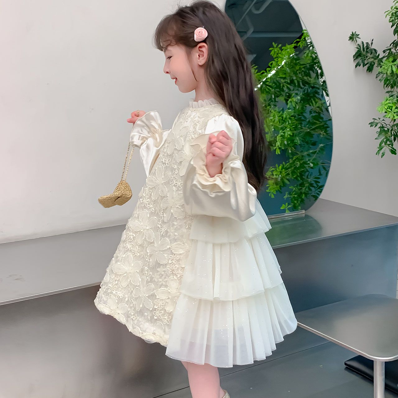 2024 New Boutique Wholesale Princess lolita Dress for Baby Kids Ruffle long Sleeve Clothing for Children YH-66745