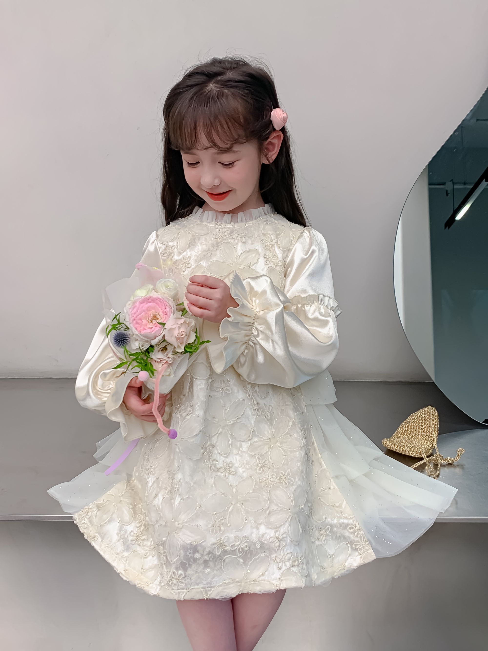 2024 New Boutique Wholesale Princess lolita Dress for Baby Kids Ruffle long Sleeve Clothing for Children YH-66745