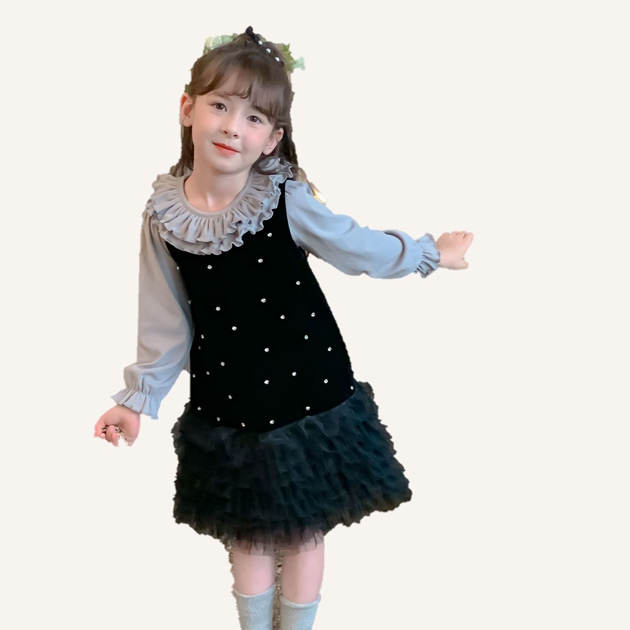 2024 New Boutique Wholesale Princess lolita Dress for Baby Kids Ruffle long Sleeve Clothing for Children YH-66743