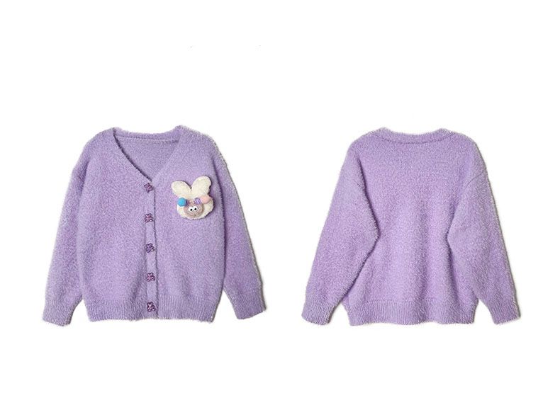 V-Neck Autumn and Spring New 3-7 years old Girls Casual purple sweaters YH-66738