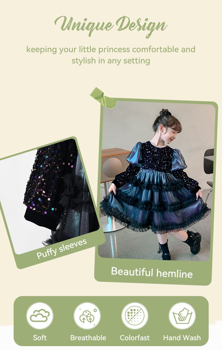 High quality girl dress beautifully embroidered sequin lace children party dress for little girl