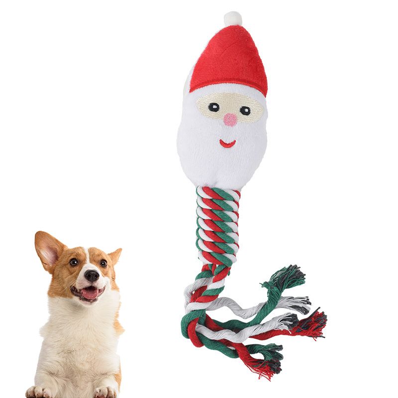 Christmas Wholesale Customization Pet Toy Teething Durable Chew Rope Santa Claus