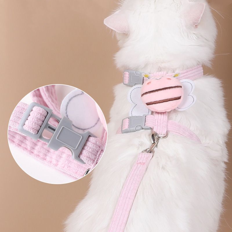 Bee-Themed Cat Leash Adjustable Harness Anti-Escape Design For Outdoor Walks