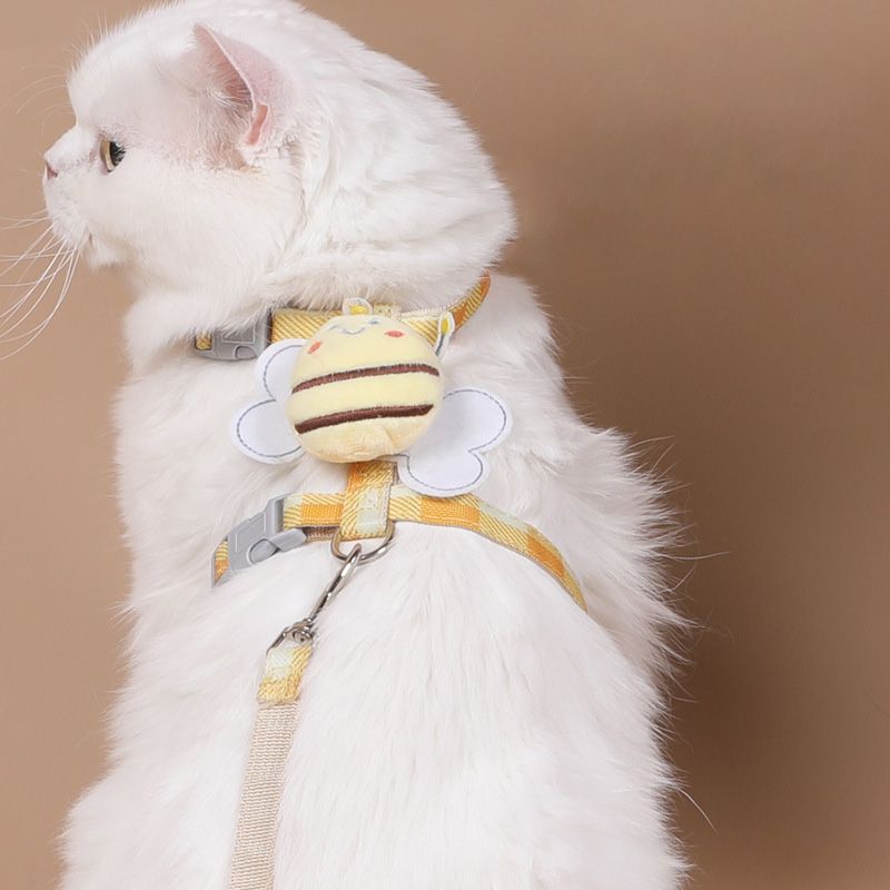 Bee-Themed Cat Leash Adjustable Harness Anti-Escape Design For Outdoor Walks