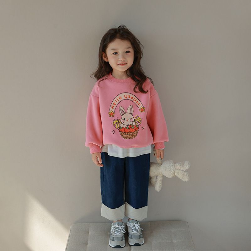 Kids' Adorable Cartoon Sweatshirts - Soft Cotton Pullover Tops for Girls & Boys - Animal Prints, Fall/Winter Collection